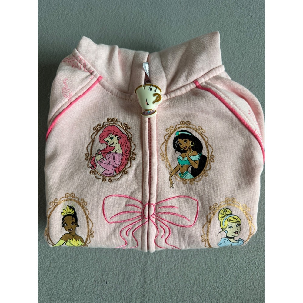 Disney Princess Girls Pink Full Zip Hoodie Sweatshirt Chip Zipper Pull 6/6X - Picture 8 of 8